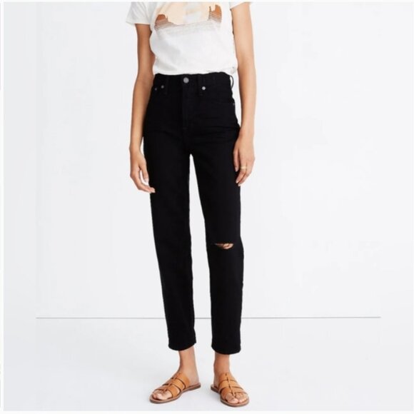 Madewell The Perfect Vintage Jean in Stone Black: Knee-Slit Edition 28 - Picture 1 of 13